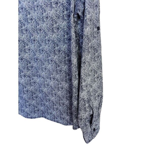 Men's Dress Shirt L Button Down Blue Paisley Designer Casual Shirt Large NWOT - Picture 3 of 6
